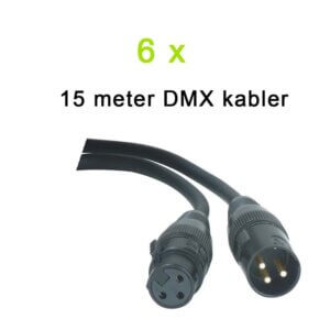 DMX kabel pakke, 6 x 15 meter