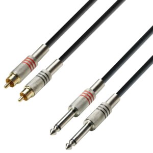 Adapter Kabel 6.3 mm Jack mono til 2 x RCA Phono Han fra Adam Hall