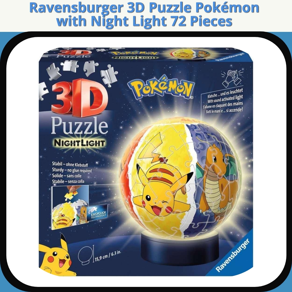 Anmeldelse af Ravensburger 3D Puzzle Pokémon with Night Light 72 Pieces