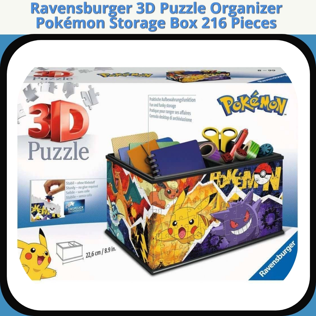 Anmeldelse af Ravensburger 3D Puzzle Organizer Pokémon Storage Box 216 Pieces