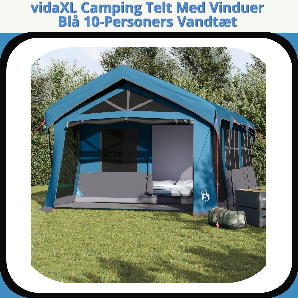 Anmeldelse af vidaXL Camping Telt Med Vinduer Blå 10-Personers Vandtæt