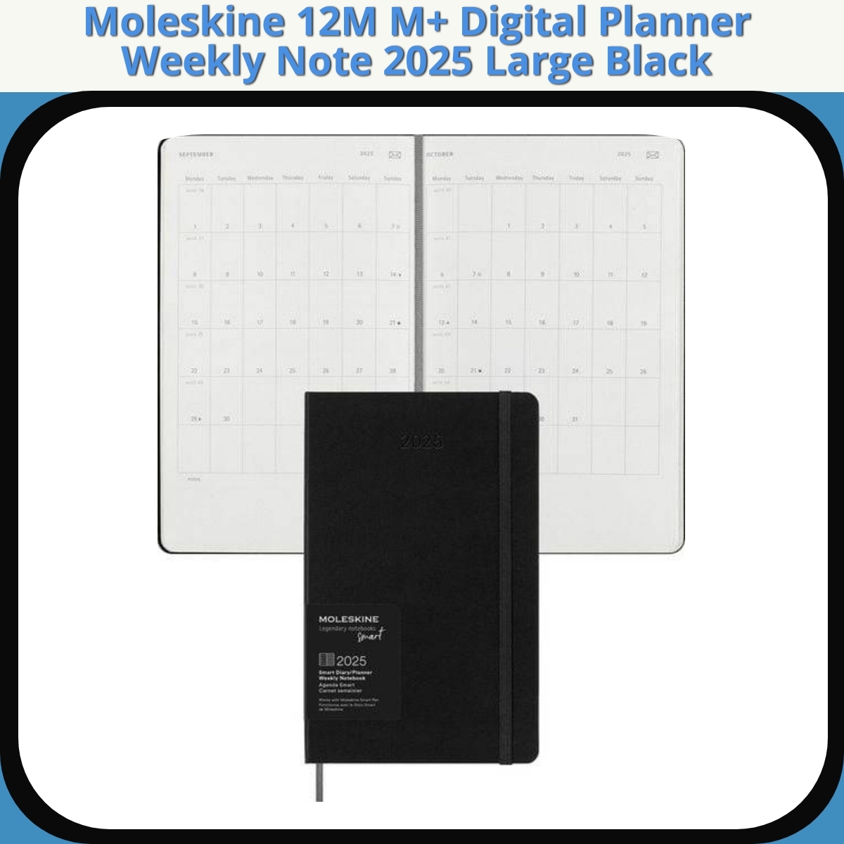 Anmeldelse af Moleskine 12M M+ Digital Planner Weekly Note 2025 Large Black