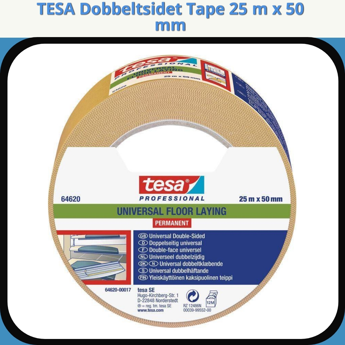 Anmeldelse af TESA Dobbeltsidet Tape 25 m x 50 mm