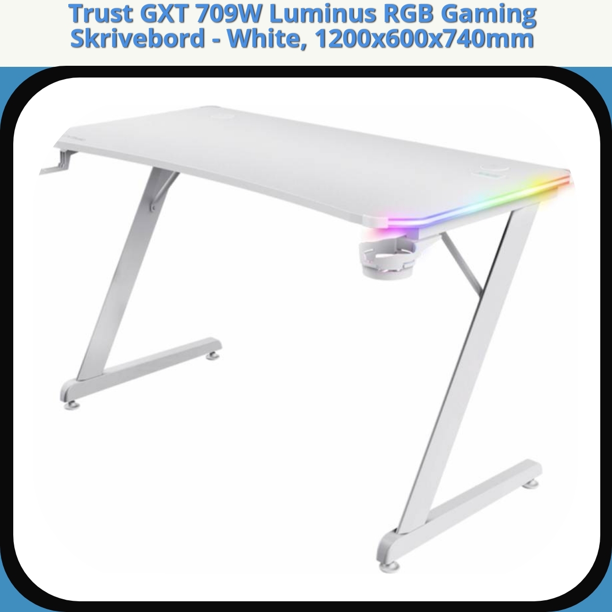 Anmeldelse af Trust GXT 709W Luminus RGB Gaming Skrivebord - White, 1200x600x740mm
