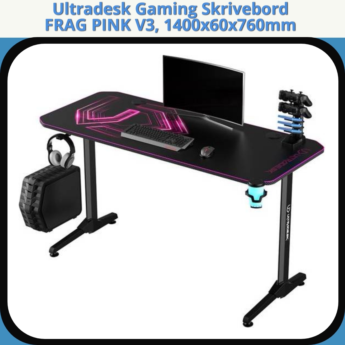 Anmeldelse af Ultradesk Gaming Skrivebord FRAG PINK V3, 1400x60x760mm