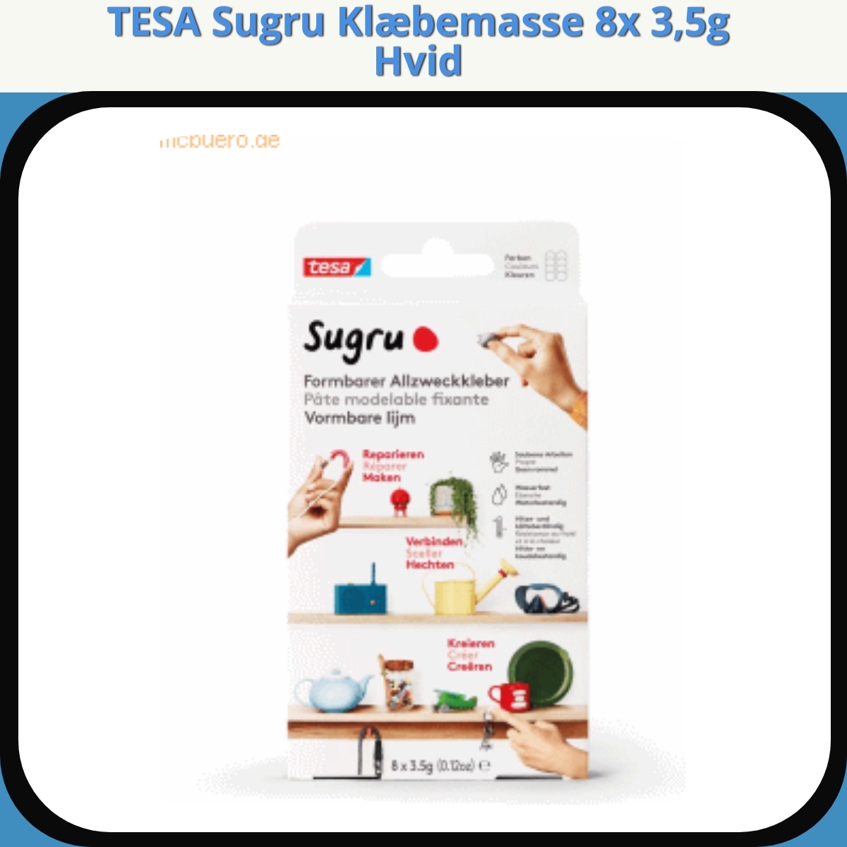 Anmeldelse af TESA Sugru Klæbemasse 8x 3,5g Hvid