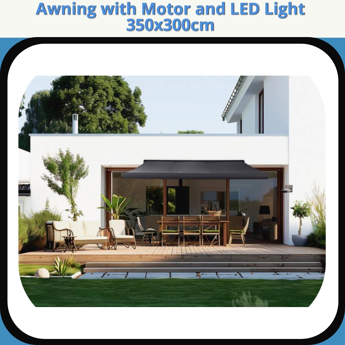 Anmeldelse af Awning with Motor and LED Light 350x300cm