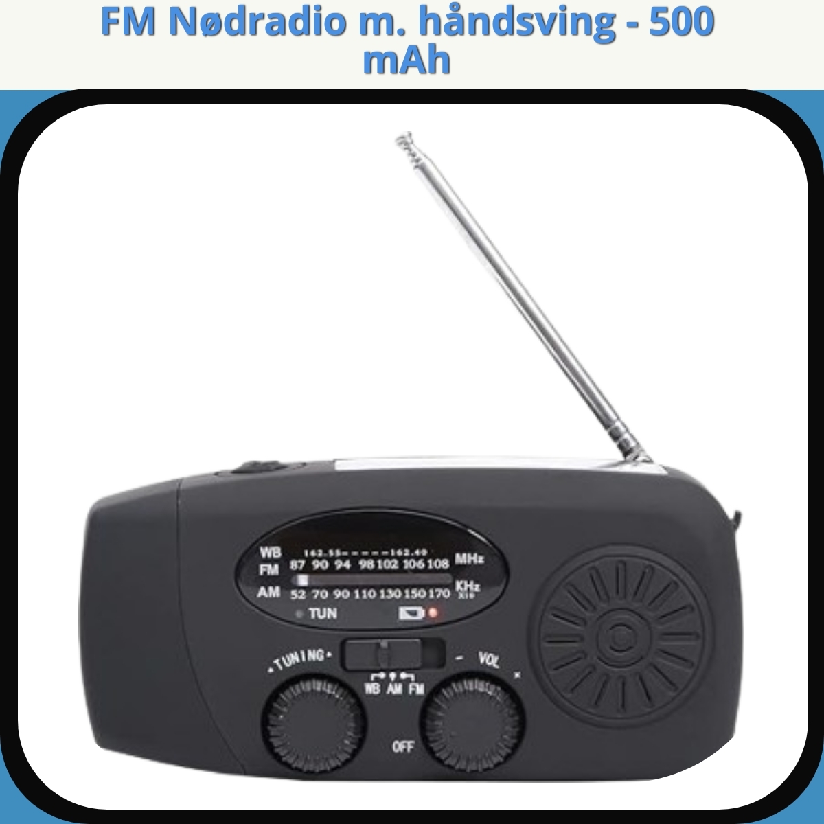 Anmeldelse af FM Nødradio m. håndsving - 500 mAh