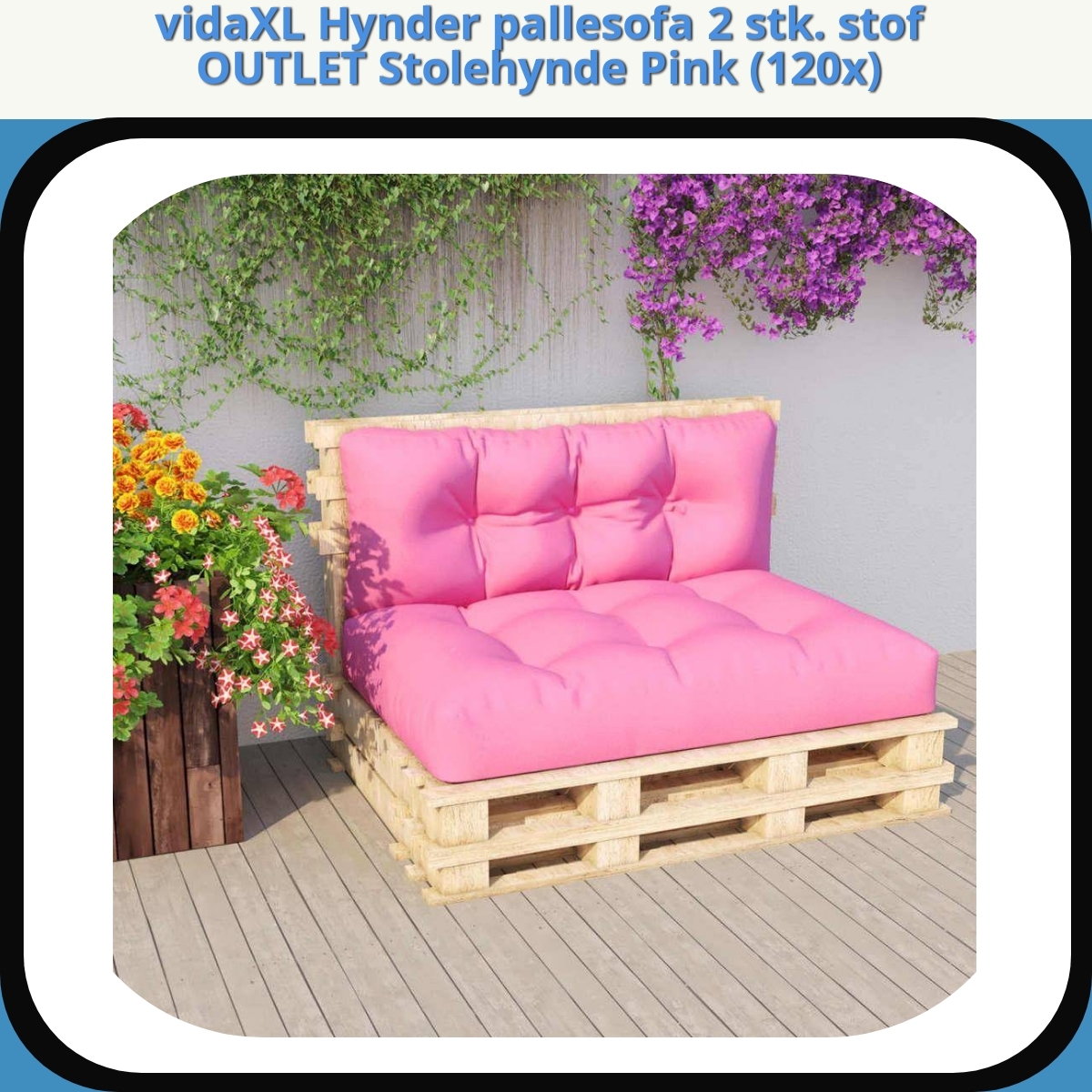 Anmeldelse af vidaXL Hynder pallesofa 2 stk. stof OUTLET Stolehynde Pink (120x)