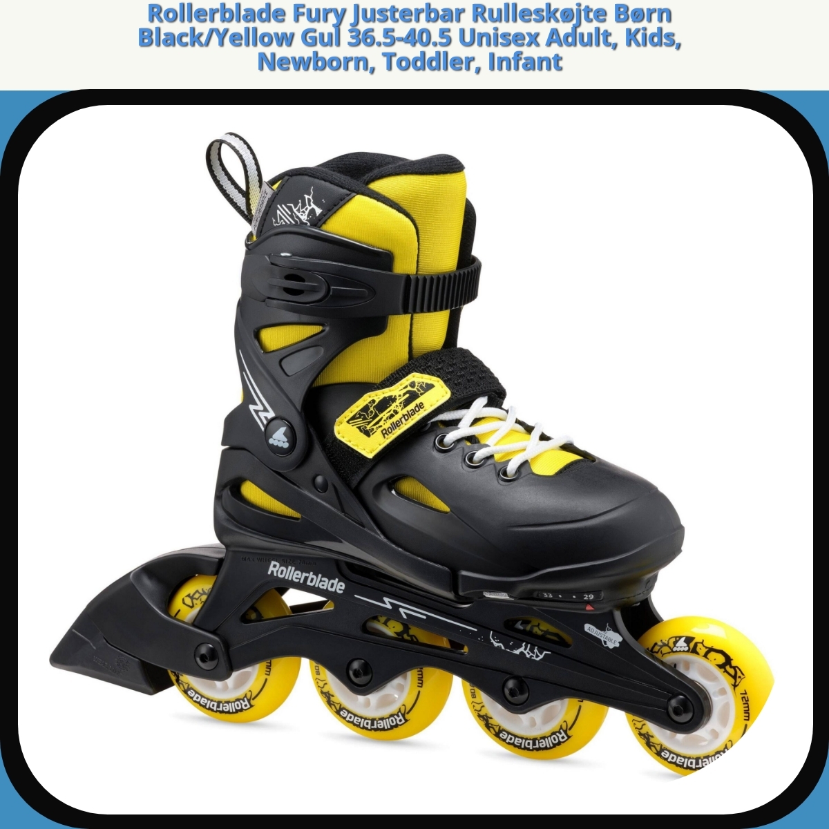 Anmeldelse af Rollerblade Fury Justerbar Rulleskøjte Børn Black/Yellow Gul 36.5-40.5 Unisex Adult, Kids, Newborn, Toddler, Infant