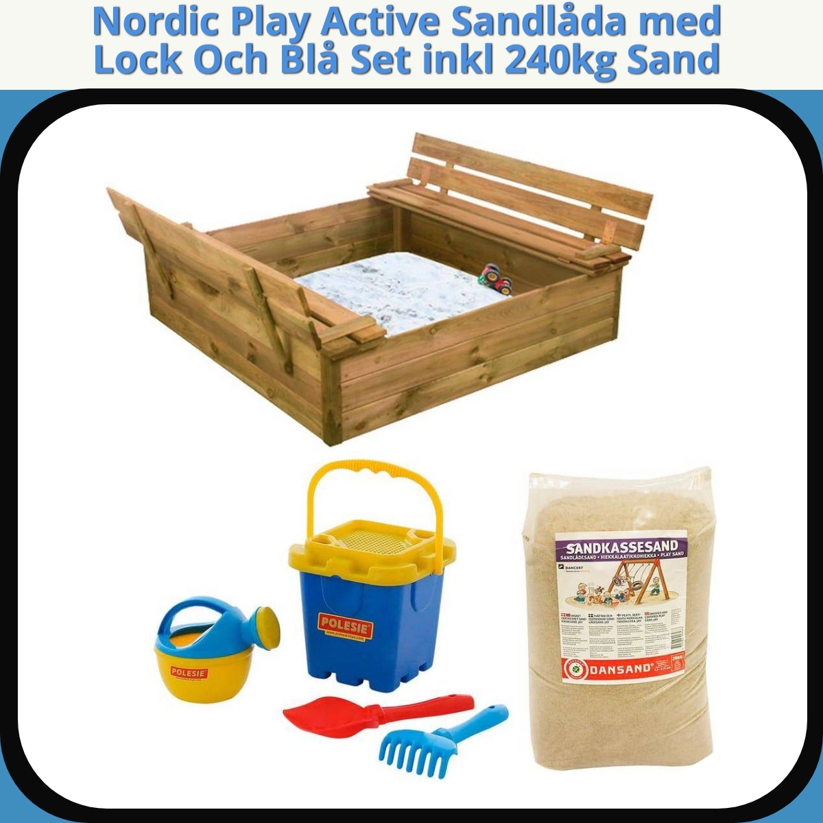 Anmeldelse af Nordic Play Active Sandlåda med Lock Och Blå Set inkl 240kg Sand