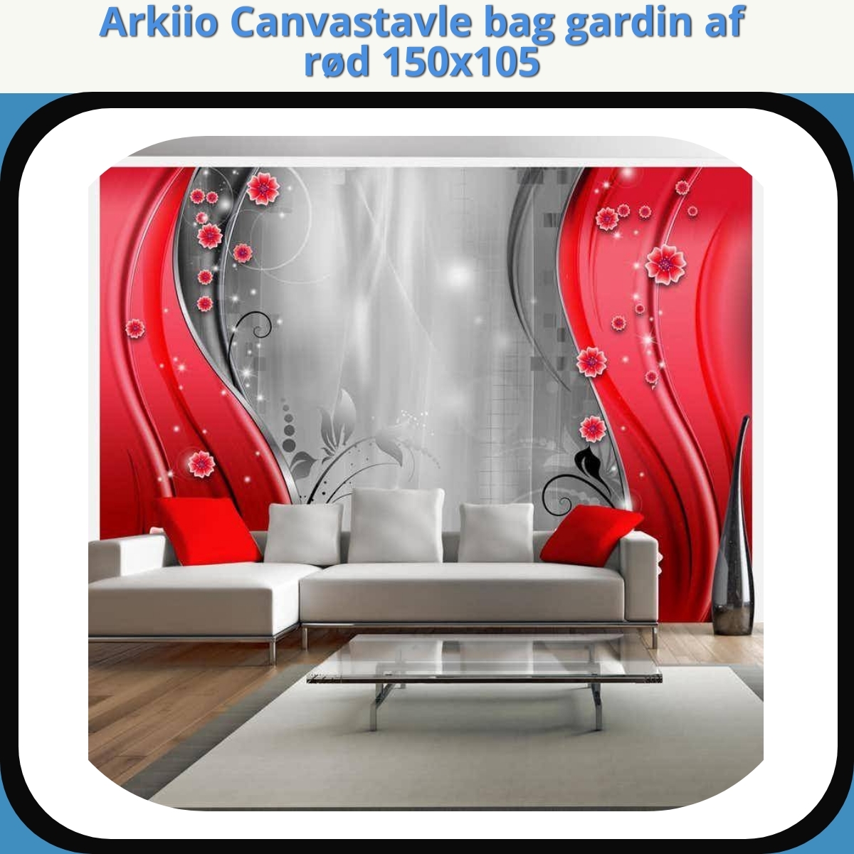 Anmeldelse af Arkiio Canvastavle bag gardin af rød 150x105