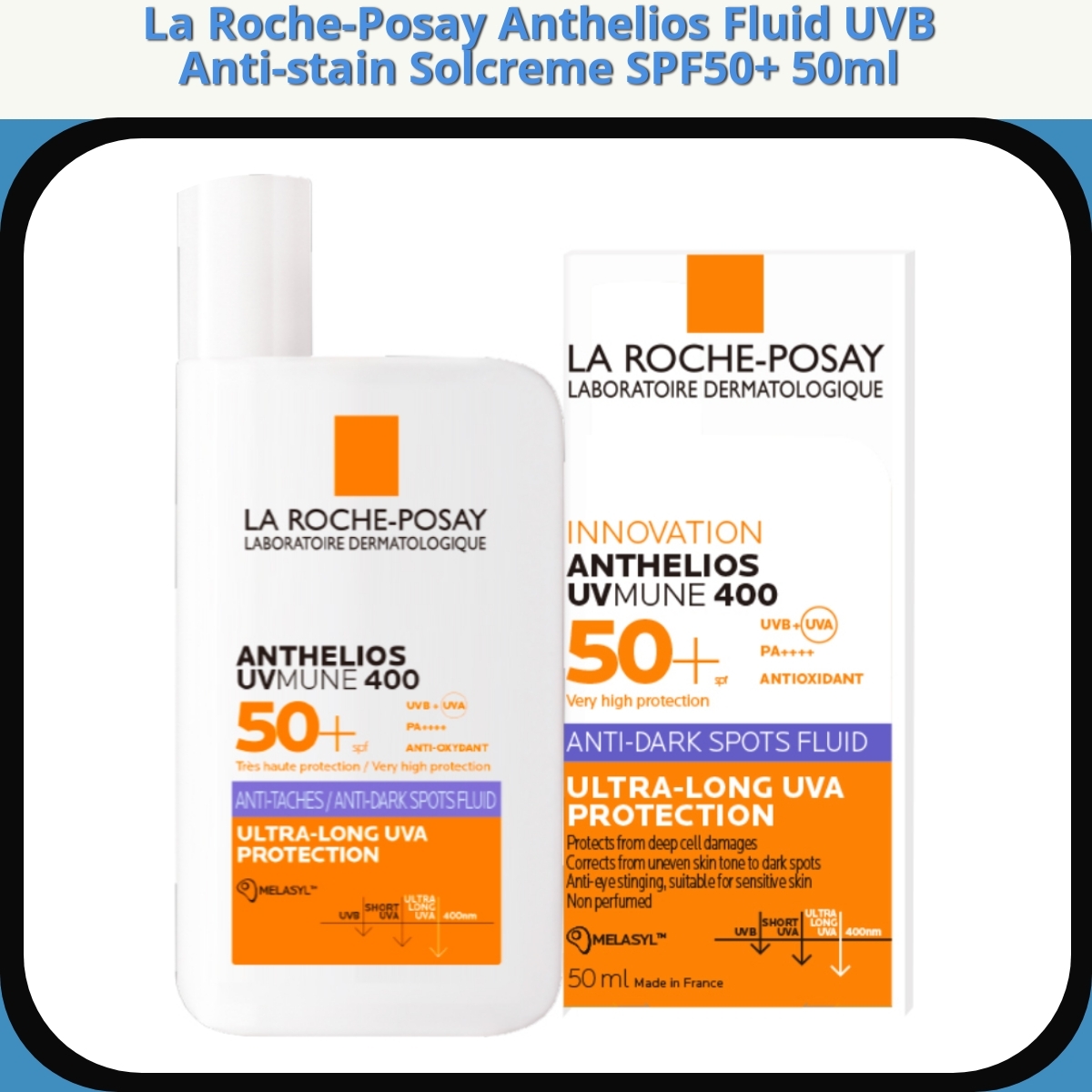 Anmeldelse af La Roche-Posay Anthelios Fluid UVB Anti-stain Solcreme SPF50+ 50ml