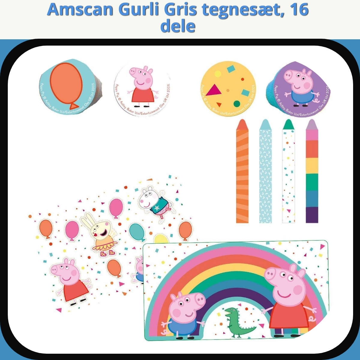 Anmeldelse af Amscan Gurli Gris tegnesæt, 16 dele